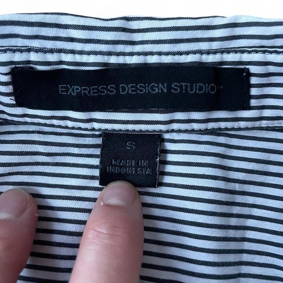 Express Black and White Striped Shirt - Picture 2 of 5